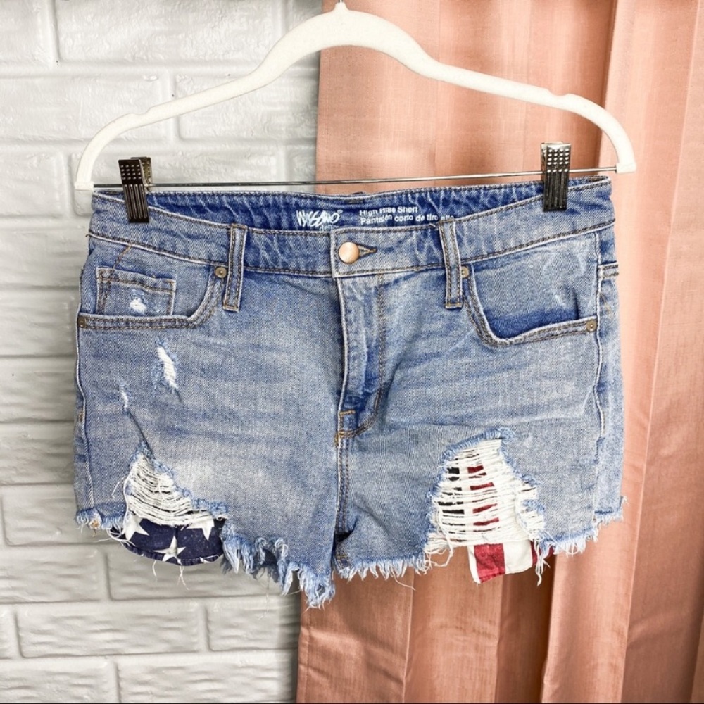 Mossimo American Flag High Rise Distressed Shorts